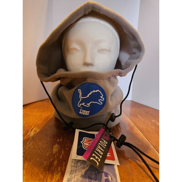 Detroit Lions NFL Polartec Head Sokz New W/ Tags Hoodie Beanie Neckwarmer - Picture 4 of 6